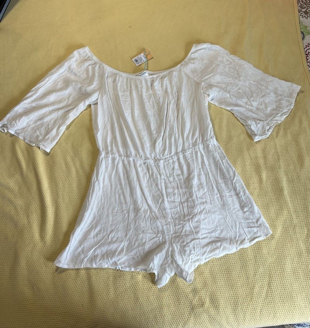 NWT Kona Sol Women's Off the Shoulder Swim Cover Up Romper White Size XL - Picture 2 of 8